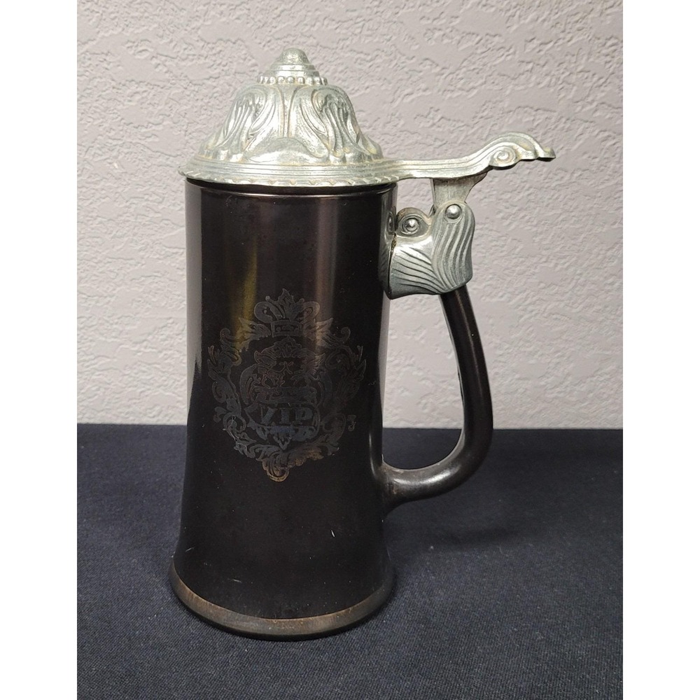 Vintage Princess House VIP Black Glass Beer Stein 1980s